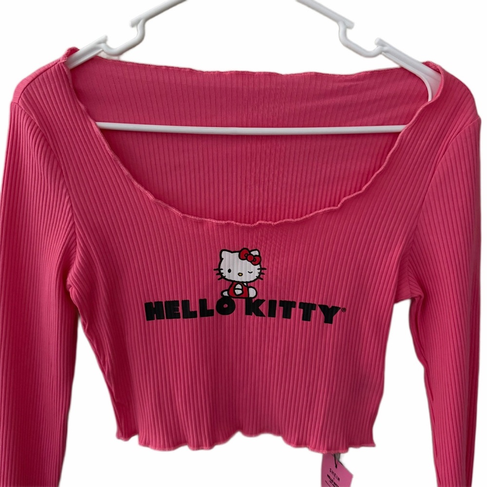 Hello Kitty Pink Ribbed Crop Top